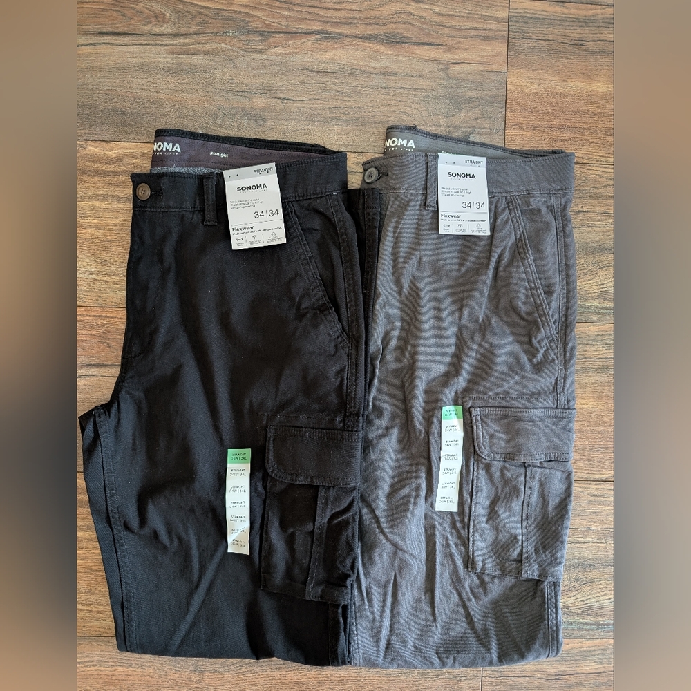 Sonoma Men's Cargo Pants in Black and Gray 34x34